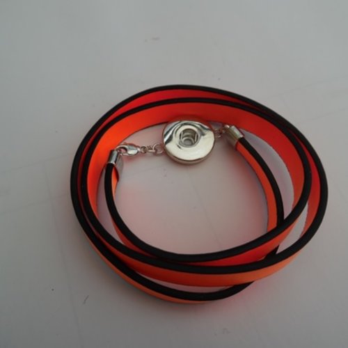  support bracelet pression orange fluo 59cm simili cuir acier trois tours