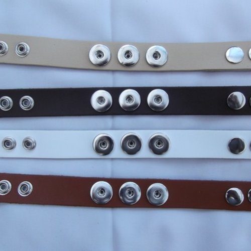 1 bande bracelet pression cuir blanc 24.5x2.5cm 