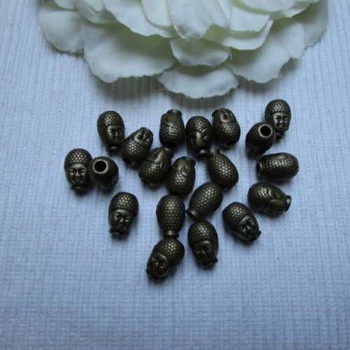 2 perles bouddha bronze 12.5x9mm trou de 3mm