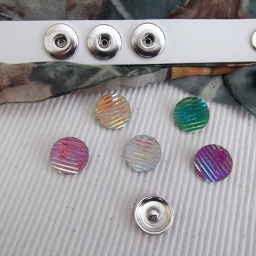 1 bouton pression bijou 1.8cm strass vert reflet ab