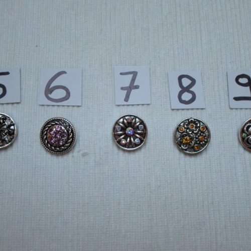 1 bouton pression bijou 20mm fleur diamond n°5 argent tibétain