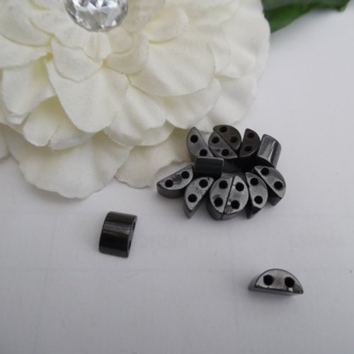 5 perles hématine rectangle bombé 11.5x7.7x5mm magnétique céramique, fer 