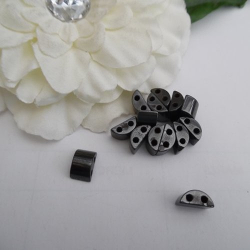 5 perles hématine rectangle bombé 12.2x7.7x5.6mm magnétique céramique, fer 