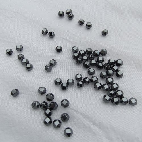 10 perles hématite toupies 6x5.3mm hexagone à facette pierre minéral