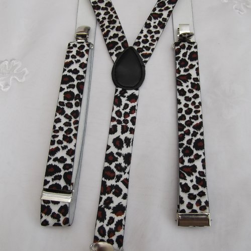 Bretelle léopard 2.5x100cm réglable élastique adulte à 3 clips