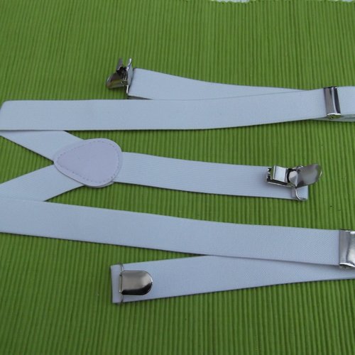 Bretelle blanche 2.5x100cm réglable élastique adulte à 3 clips
