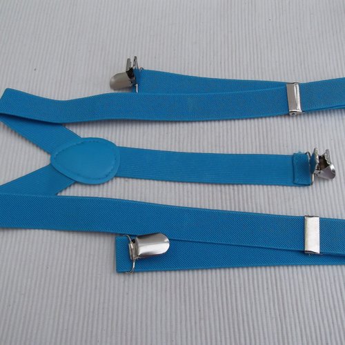 Bretelle bleue 2.5x100cm réglable élastique adulte à 3 clips