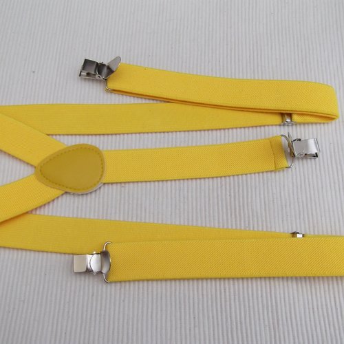 Bretelle jaune 2.5x100cm réglable élastique adulte à 3 clips