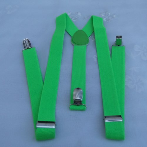 Bretelle vert fluo 2.5x100cm réglable élastique adulte à 3 clips