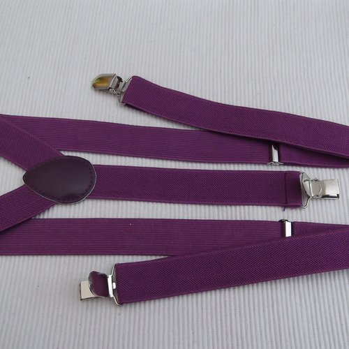Bretelle violet 2.5x100cm réglable élastique adulte à 3 clips