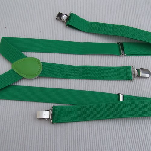 Bretelle vert 2.5x100cm réglable élastique adulte à 3 clips