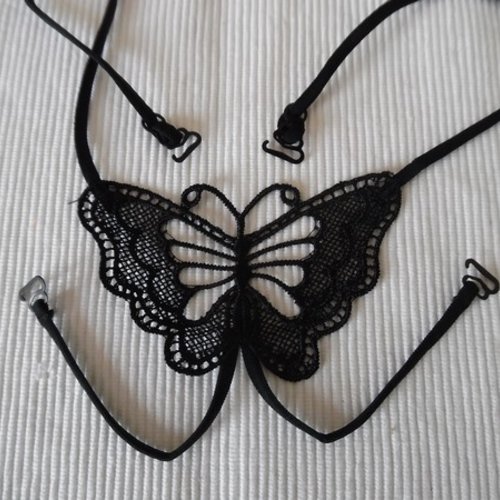  bretelle soutien gorge robe guipure papillon noir 10x7.5cm