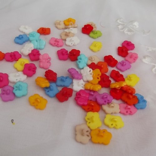 6 boutons papillon bleu (duo) 18x12mm acrylique