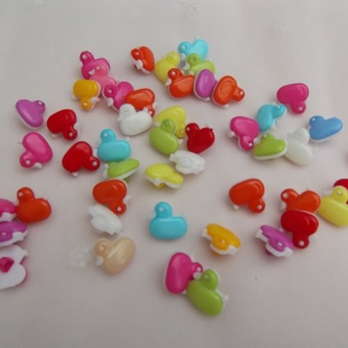 10 boutons canard poussin rouge 14x13mm acrylique