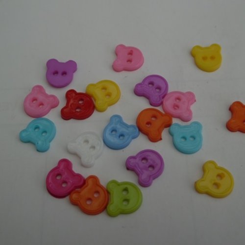 10 boutons ours 11.5x11.5mm acrylique