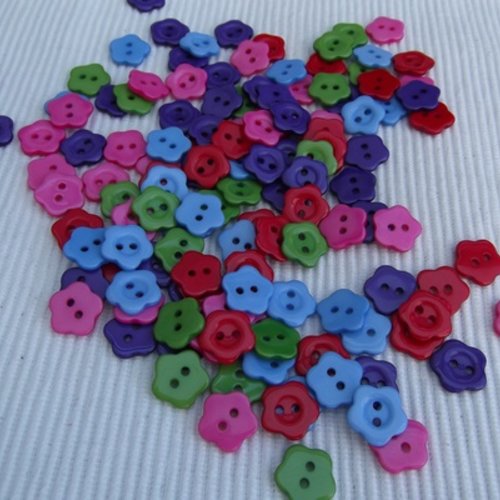 10 boutons fleur bleu 14mm résine