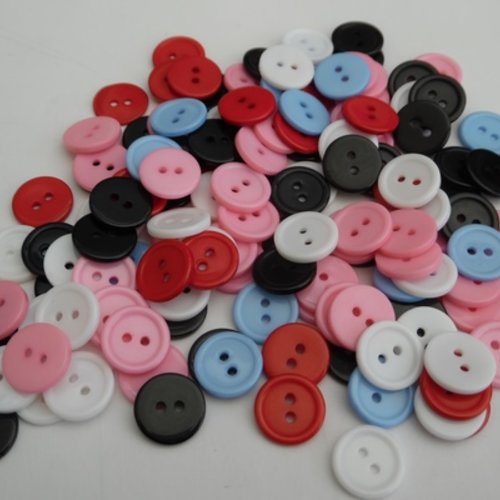  lot de 10 boutons rouge 15mm acrylique à rebord