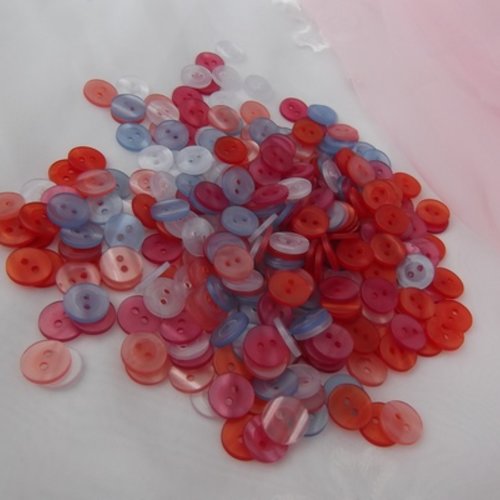 Lot de 10 boutons rose transparent 11x1.7mm acrylique 