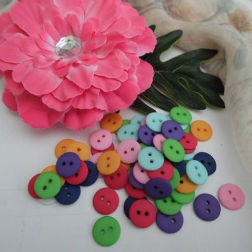 6 boutons rose opaque 15mm résine