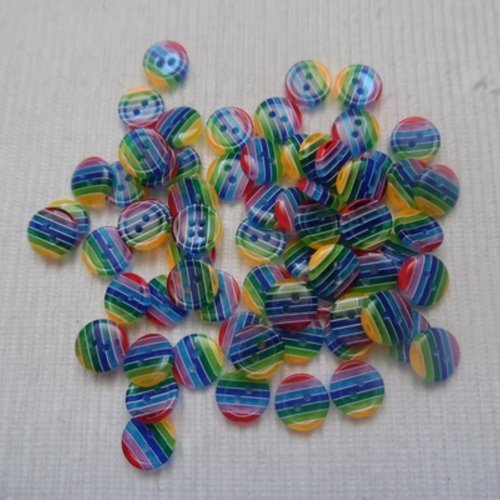 6 boutons multicolore 12x3.3mm résine écossais