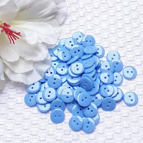 10 boutons 12.7mm bleu résine