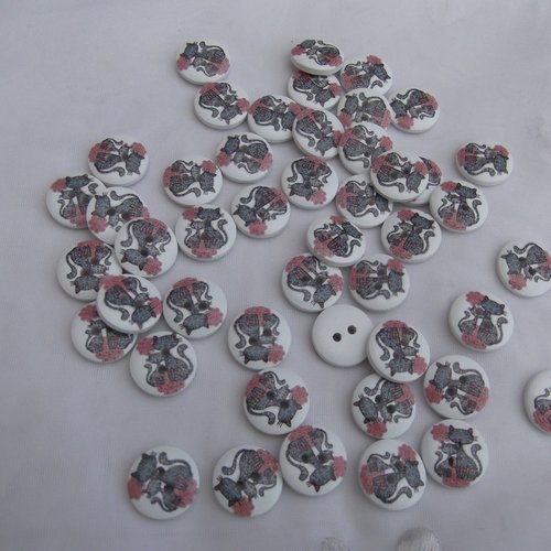 10 boutons chat chaton 15x3.5mm bois