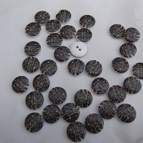  lot de 10 boutons vague 15x3.5mm bois