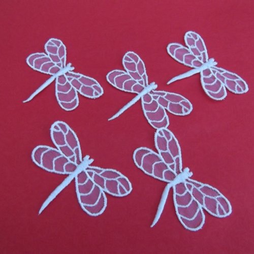 Lot de 2 appliques libellule 6.5x5cm blanc dentelle miroir 