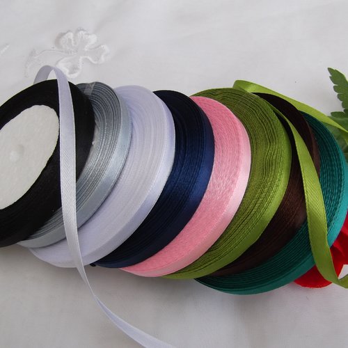 Lot de 3m de ruban satin vert anis foncé de 6mm