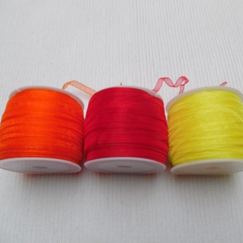 Lot de 3m de ruban organza rouge de 4mm