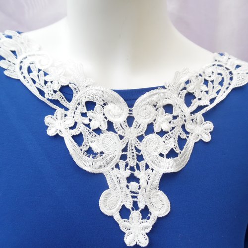 Plastron blanc guipure encolure coton enduit 25x15 gpb5