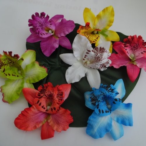 1 fleur orchidée violet tissus polyester 9.5cm à plusieurs niveaux
