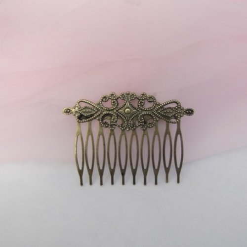 1 peigne à cheveux filigrane barrette à cheveux ciselée bronze 65x46mm