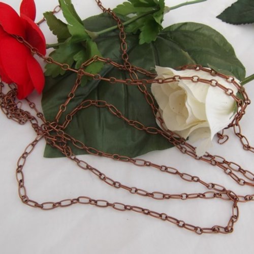 95cm chaine maille forçat ovale cuivre rouge 8.8x4.4mm