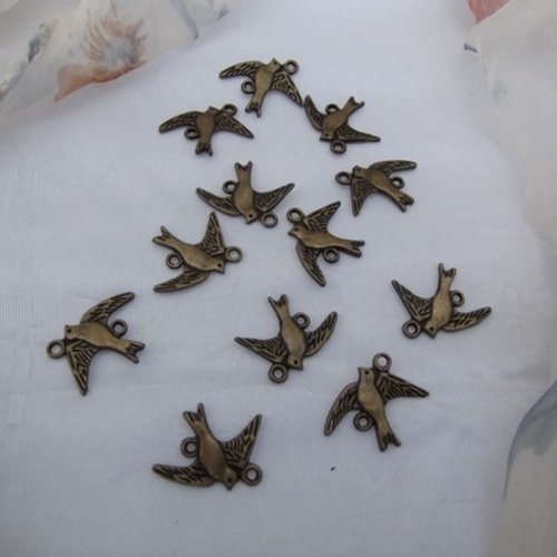 4 connecteurs bijoux oiseau 21x17mm bronze