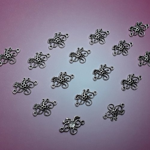 3 connecteurs bijoux fleur 23.5x15.5mm argent tibétain