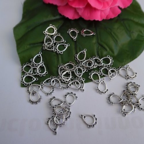 5 pendentifs connecteurs goutte poire 15x12mm argent tibétain