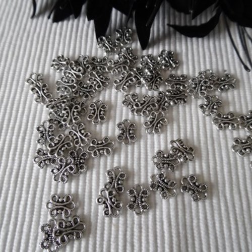 5 connecteurs bijoux fleur 12.5x9x2.5mm argent tibétain