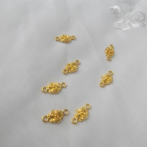 3 connecteurs bijoux fleur rose 18.5x9mm métal doré