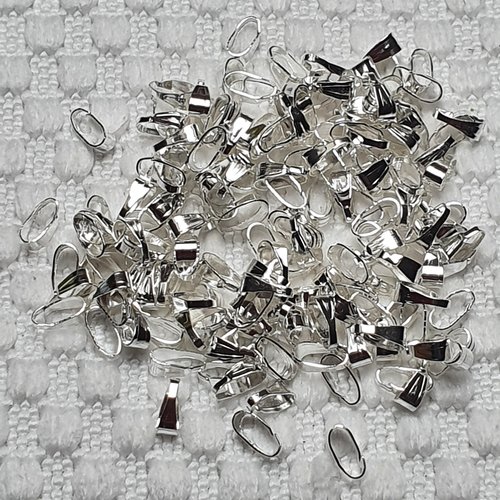 15 fermoirs pinces bélières 7x3mm argenté blanc