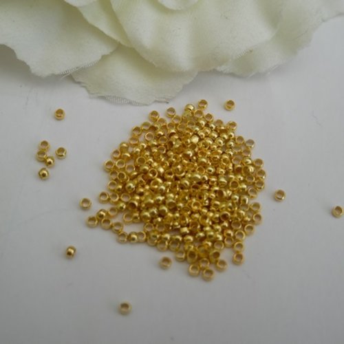 Lot de 100 perles lisses 2mm doré trou de 0.7mm