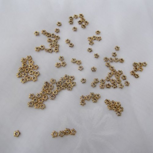 Lot de 20 perles étoiles 4mm bronze doré trou de 1.5mm