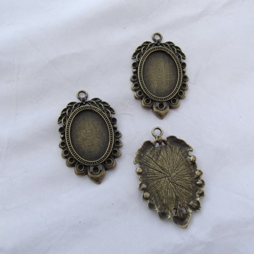 1 pendentif support cabochon ovale 47x30mm bronze