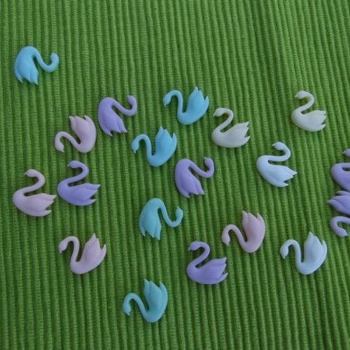 4 cabochons cygne ivoire beige 18.2x17.6mm résine