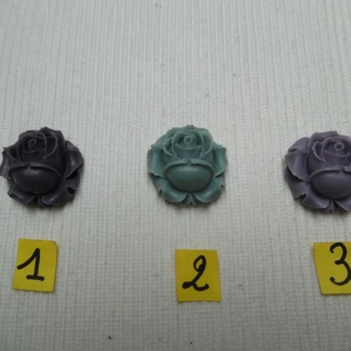 1 cabochon grosse fleur aubergine prune 26mm résine n°3 épaisseur 11.5mm