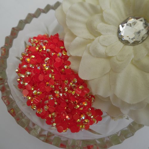 100 cabochons octogonale strass rouge reflet ab 3.9x1.25mm