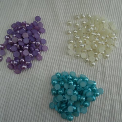 15 cabochons rond nacré bleu turquoise foncé 8mm résine