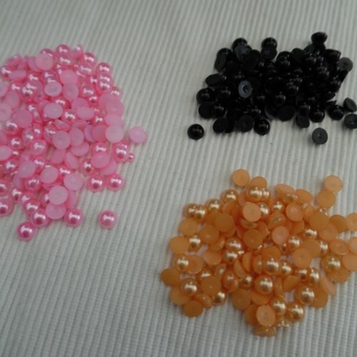 15 cabochons rond nacré rose 8mm résine épaisseur 3.4mm