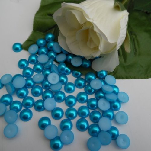 10 cabochons rond bleu 9.7mm résine épaisseur 4.6mm