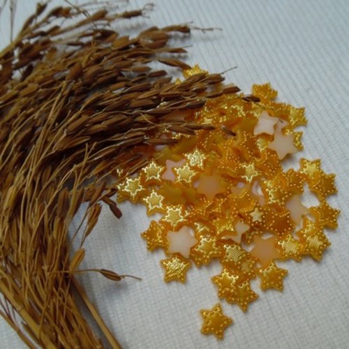 10 cabochons étoile perlé doré orange nacré 11mm résine épaisseur 2.3mm